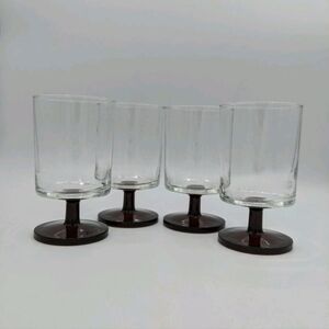 4 Vintage Luminarc Cavalier Ruby Red Pedestal Base Cocktail Wine Glass Barware
